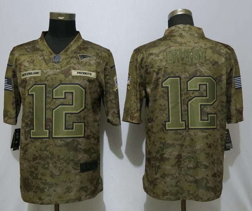 Men New England Patriots #12 Brady Nike Camo Salute to Service Limited NFL Jerseys